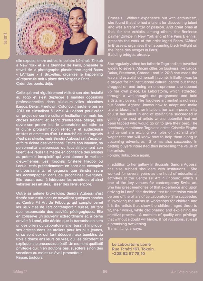 Le Mag . Sandra Agbessi . Decembre 2015 – Page 2