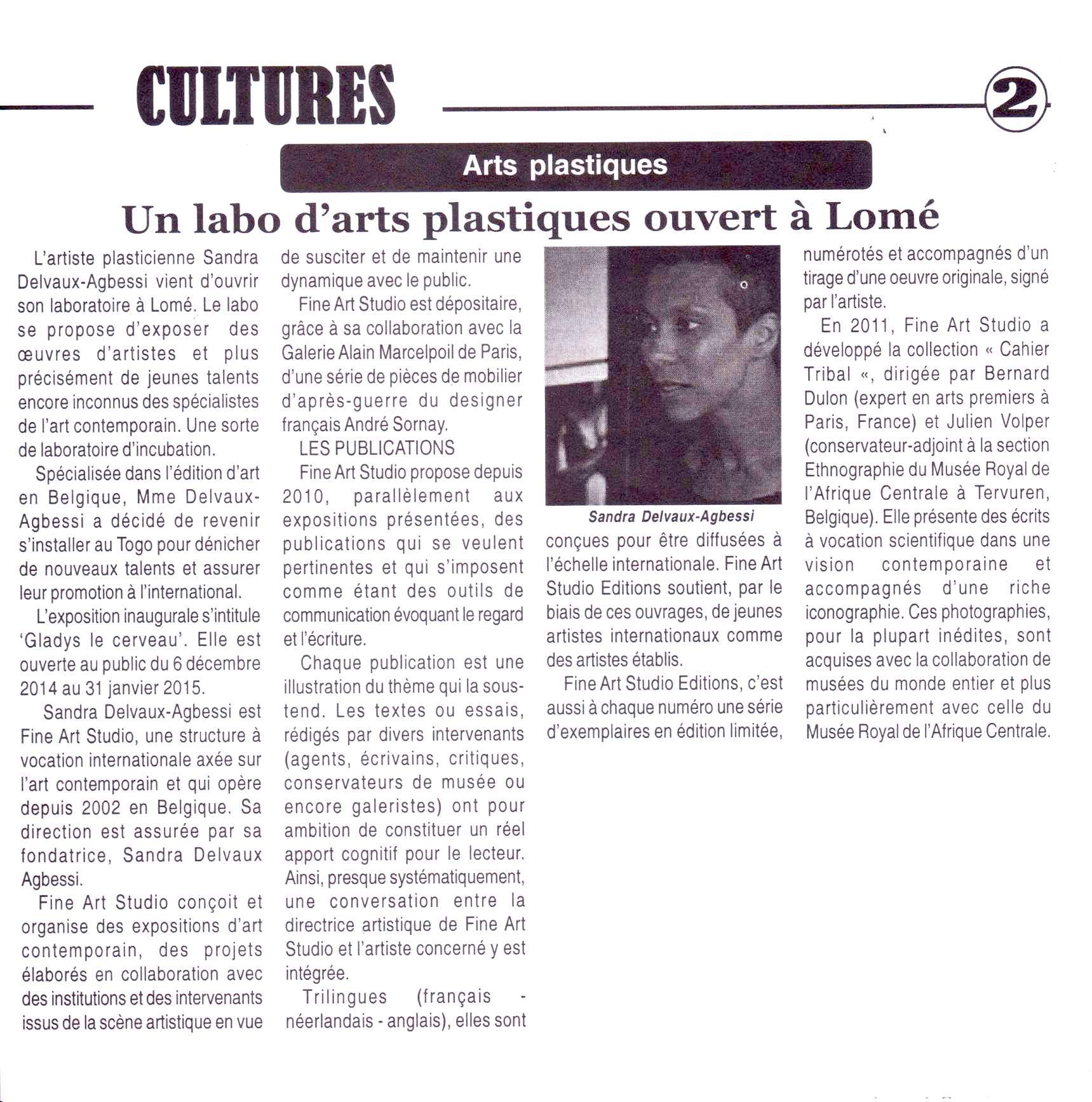 L’Union . Sandra Agbessi . Decembre 2014